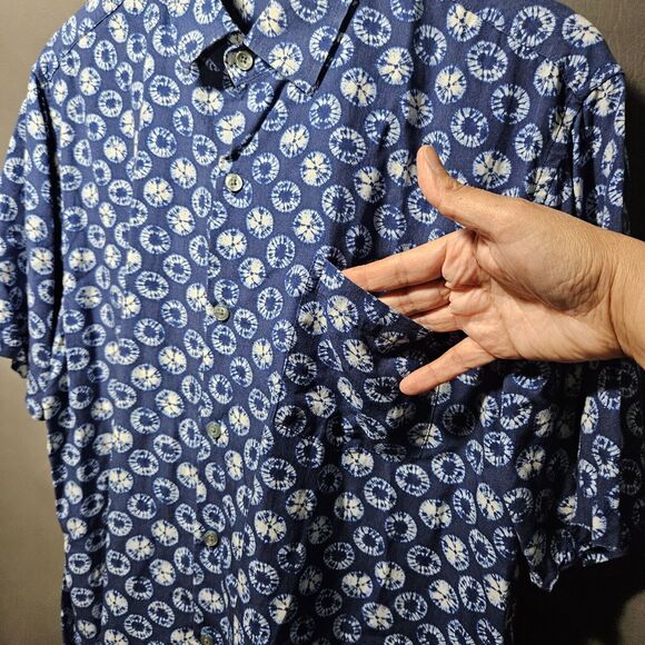 Tori Richard Shirt Mens Large Geometric Y2K Button Front Short Sleeve Space Vtg - Picture 7 of 9